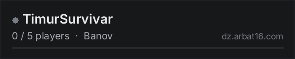 TimurSurvivar on the AR16 DayZ server list