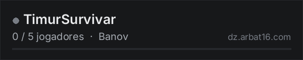 TimurSurvivar na lista de servidores de DayZ da AR16