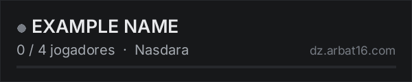 EXAMPLE NAME na lista de servidores de DayZ da AR16