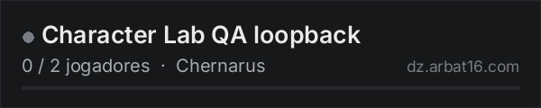 Character Lab QA loopback na lista de servidores de DayZ da AR16