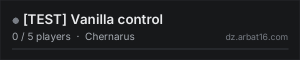 TEST Vanilla control on the AR16 DayZ server list