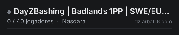 DayZBashing | Badlands 1PP | SWE/EU | Vanilla na lista de servidores de DayZ da AR16
