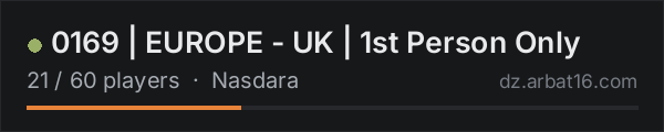 0169 | EUROPE - UK | 1st Person Only on the AR16 DayZ server list