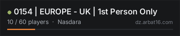 0154 | EUROPE - UK | 1st Person Only on the AR16 DayZ server list