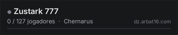 Zustark 777 na lista de servidores de DayZ da AR16