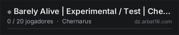 Barely Alive | Experimental / Test | Chernarus na lista de servidores de DayZ da AR16