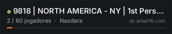 9818 | NORTH AMERICA - NY | 1st Person Only na lista de servidores de DayZ da AR16