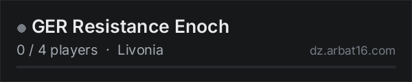 GER Resistance Enoch on the AR16 DayZ server list