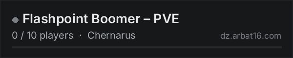 Flashpoint Boomer – PVE on the AR16 DayZ server list