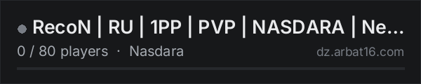 RecoN | RU | 1PP | PVP | NASDARA | New Server Wipe 23.10 on the AR16 DayZ server list