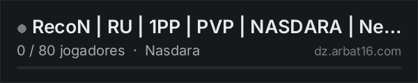 RecoN | RU | 1PP | PVP | NASDARA | New Server Wipe 23.10 na lista de servidores de DayZ da AR16