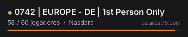 0742 | EUROPE - DE | 1st Person Only na lista de servidores de DayZ da AR16