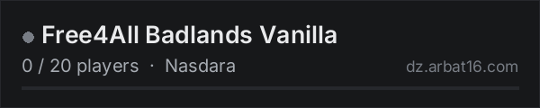 Free4All Badlands Vanilla on the AR16 DayZ server list