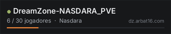 DreamZone-NASDARA_PVE na lista de servidores de DayZ da AR16