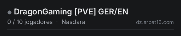 DragonGaming [PVE] GER/EN na lista de servidores de DayZ da AR16