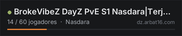 BrokeVibeZ DayZ PvE S1 Nasdara|Terje|Teams|Ai City|25k Start na lista de servidores de DayZ da AR16