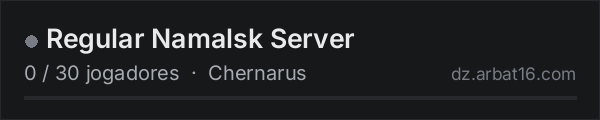 Regular Namalsk Server na lista de servidores de DayZ da AR16