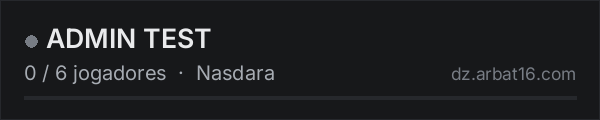 ADMIN TEST na lista de servidores de DayZ da AR16