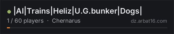 |AI💀|Trains🚂|Heliz🚁|U.G.bunker☣️|Dogs🐕| on the AR16 DayZ server list
