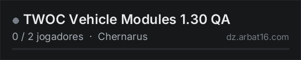 TWOC Vehicle Modules 1.30 QA na lista de servidores de DayZ da AR16