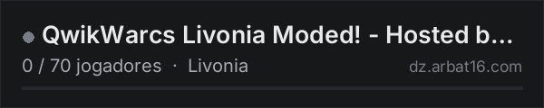 QwikWarcs Livonia Moded! - Hosted by Ceuabara na lista de servidores de DayZ da AR16