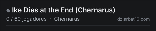 Ike Dies at the End (Chernarus) na lista de servidores de DayZ da AR16