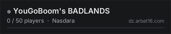 YouGoBoom's BADLANDS on the AR16 DayZ server list