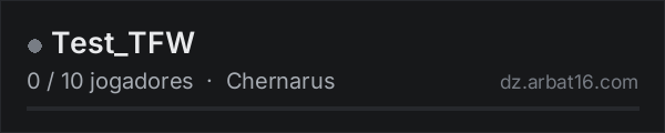 Test_TFW na lista de servidores de DayZ da AR16