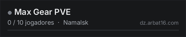 Max Gear PVE na lista de servidores de DayZ da AR16