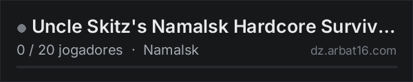 Uncle Skitz's Namalsk Hardcore Survival - 1PP na lista de servidores de DayZ da AR16