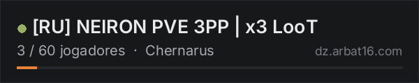 [RU] NEIRON PVE 3PP | x3 LooT na lista de servidores de DayZ da AR16