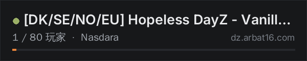 AR16 DayZ 服务器列表中的 [DK/SE/NO/EU] Hopeless DayZ - Vanilla - 1PP - Nasdara