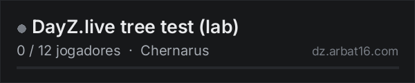 DayZ.live tree test (lab) na lista de servidores de DayZ da AR16