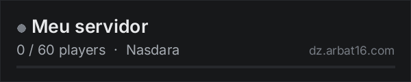 Meu servidor on the AR16 DayZ server list