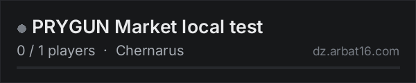 PRYGUN Market local test on the AR16 DayZ server list