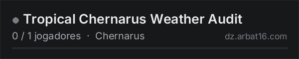 Tropical Chernarus Weather Audit na lista de servidores de DayZ da AR16