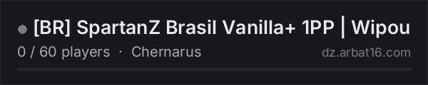 [BR] SpartanZ Brasil Vanilla+ 1PP | Wipou on the AR16 DayZ server list