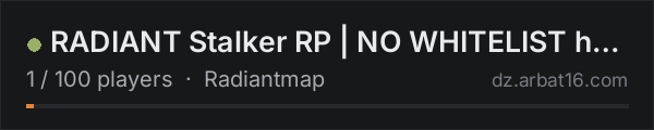 RADIANT Stalker RP | NO WHITELIST https://discord.gg/3b6bb545SF on the AR16 DayZ server list