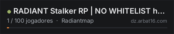 RADIANT Stalker RP | NO WHITELIST https://discord.gg/3b6bb545SF na lista de servidores de DayZ da AR16