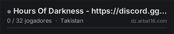 Hours Of Darkness - https://discord.gg/vqcpjafpHS na lista de servidores de DayZ da AR16