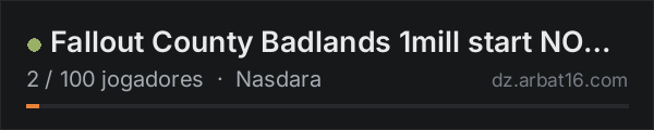 Fallout County Badlands 1mill start NO KOS na lista de servidores de DayZ da AR16