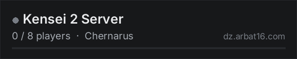 Kensei 2 Server on the AR16 DayZ server list