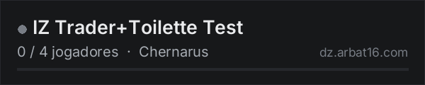 IZ Trader+Toilette Test na lista de servidores de DayZ da AR16