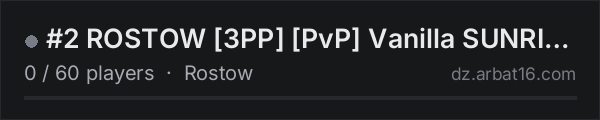 #2 ROSTOW 3PP PvP Vanilla SUNRISE on the AR16 DayZ server list