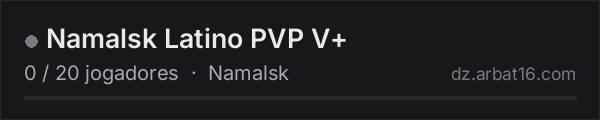 Namalsk Latino PVP V+ na lista de servidores de DayZ da AR16