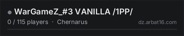 WarGameZ_#3   VANILLA  /1PP/ on the AR16 DayZ server list