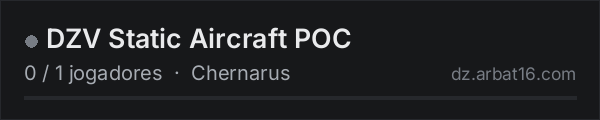 DZV Static Aircraft POC na lista de servidores de DayZ da AR16