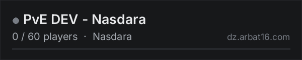 PvE DEV - Nasdara on the AR16 DayZ server list
