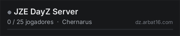 JZE DayZ Server na lista de servidores de DayZ da AR16