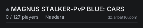 MAGNUS STALKER-PvP BLUE: CARS on the AR16 DayZ server list